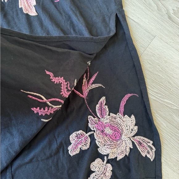 Johnny Was Trapunto V-Neck Rosalyn Black Dress with Pink Floral Design size PXS - Picture 4 of 9